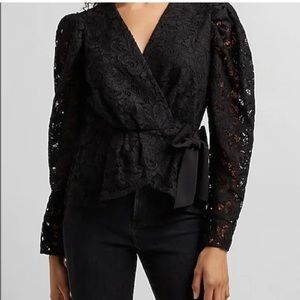 Sexy black lace, long sleeve top